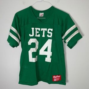 Vintage Rawlings Jets 24 Medium Green Jersey Shirt